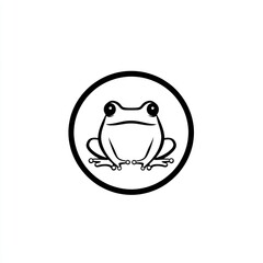 Obraz premium Simple black and white frog illustration in a circle. (1)