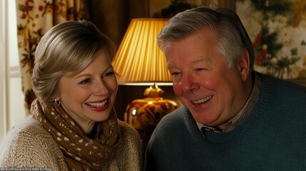 Joyful couple sharing a warm moment indoors
