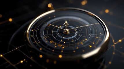 Close-up of an elegant gold and black watch with intricate details.