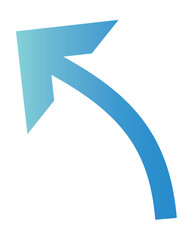Clip art of curved left-pointing arrow in business blue gradient.