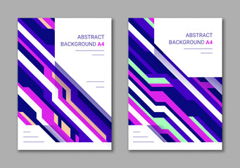 Dynamic colorful lines design A4. Template for vertical brochure cover in modern style.