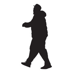 A silhouette of a man walking