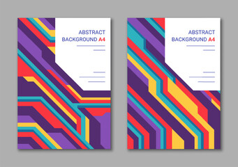 Colorful abstract cover design. Set of bright backgrounds for vertical print marketing materials in modern style with headline.