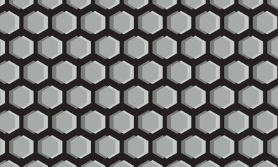 Seamless vector pattern texture background with hexagon shapes, colored in black and gray colors