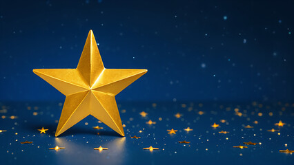 Obraz premium golden star on blue background