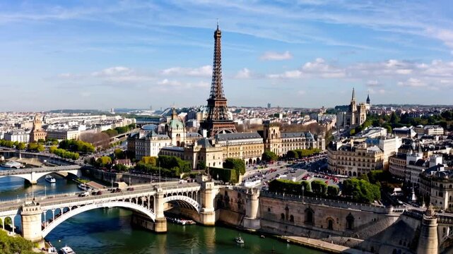 Eiffel tower majestically overlooking the paris skyline