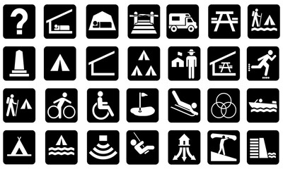 Public place signage icon collection