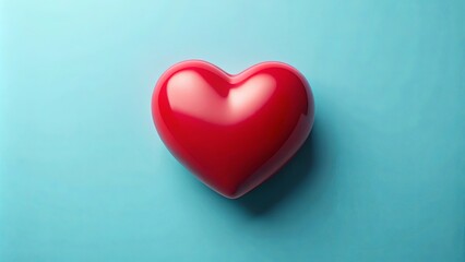 A Shiny Red Heart on a Light Blue Background A Symbol of Love and Affection