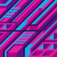 Abstract geometric cyberpunk pattern. Modern dynamic lines design for background.