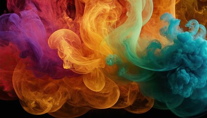 Obraz premium Dynamic flow of vibrant ink colors drops creating colorful smoke effect