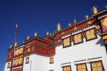 Zongzanlin temple or The Ganden Sumtsenling Monastery (also known as Sungtseling and Guihuasi) the largest Tibetan Buddhist monastery in Shangri-La Yunnan PRC and known as the Little Potala Palace