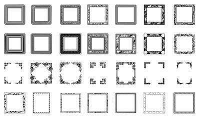 Flower symbol and border icon collection