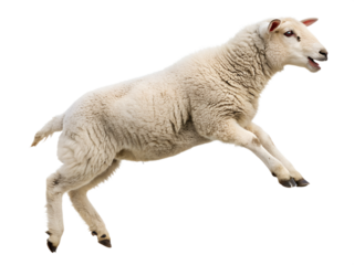 The sheep is jumping, isolated on a transparent background