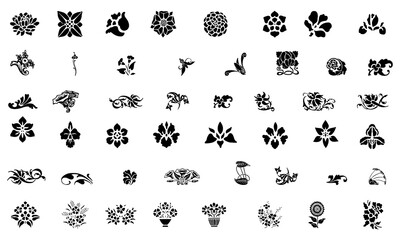 Flower symbol and border icon collection