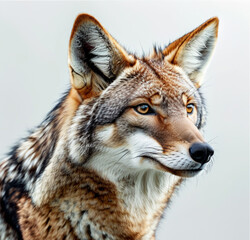 Close-up ,of jackal Stock Photo, isolated on a white background. jackal Generative AI. Rong color,,,,