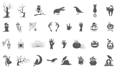 Spooky icon collection. Helloween icon bundle