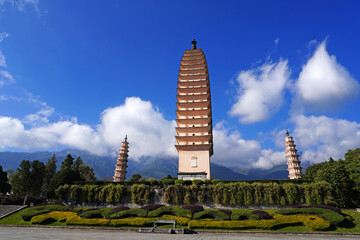 The Three Pagodas of the Chongsheng Temple, Dali, Yunnan province, China