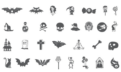 Spooky icon collection. Helloween icon bundle