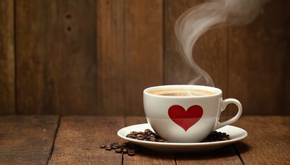 Obraz premium Loving coffee Cup of fresh cappuccino with heart sign