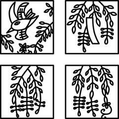 4月のミニ正方形花札アイコンセット