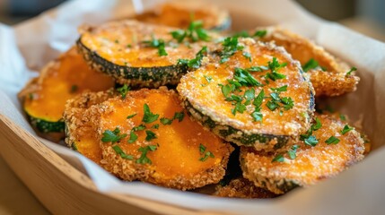 Crispy Baked Squash Slices with Fresh Parsley Garnish