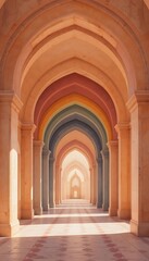 Fototapeta premium Boho-inspired arches and rainbows in warm, soft colors