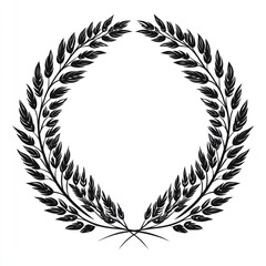 Obraz premium Black and white wheat wreath illustration.