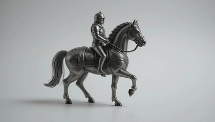 figure of a horse with a rider in an ancient style on a white background