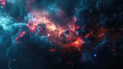 Obraz premium Cosmic Nebula: A Celestial Tapestry of Red, Blue and White