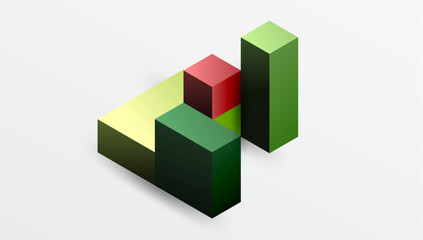 Sleek abstract design featuring isometric 3D blocks in a clean, modern composition. Perfect for tech-inspired themes, with vibrant colors and geometric precision