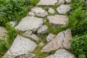 the road is paved with huge stones