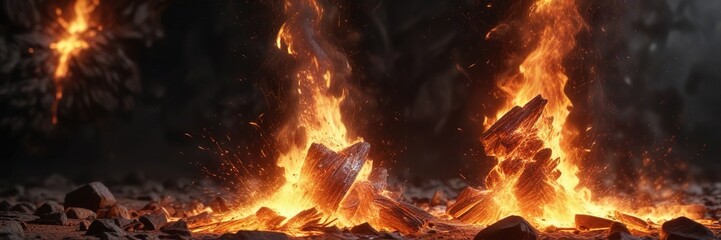 Glowing embers of energy coalesce into a radiant burst on a dark background, illuminating, radiance, shimmering