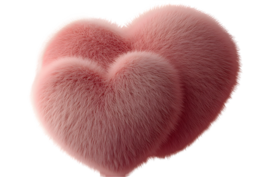 Overlapping Pink Plush Hearts Isolated On A White Background, PNG Transparent - Powered by Adobe