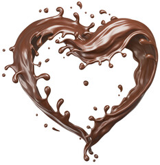 Chocolate splash in the shape of a heart