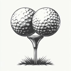 Two golf balls on a tee.