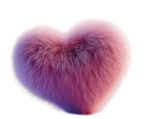 Digital Rendering of a Pink and Purple Fuzzy Heart Isolated On A White Background, PNG Transparent