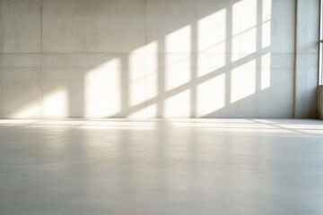 Minimalist interior with natural light and shadows.