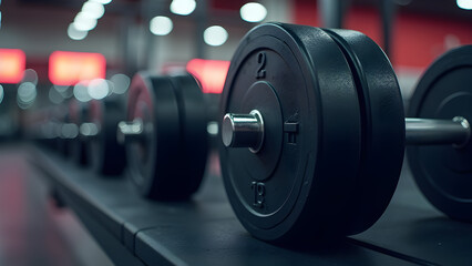  illustration of free weights or dumbells in gym or studio.