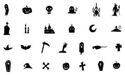Horror icon bundle. Spooky icon bundle. Scary icon bundle