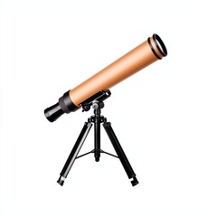 A sleek, copper-colored telescope mounted on a sturdy black tripod, ideal for stargazing and exploring the wonders of the universe.