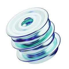 3D Chromatic Abstract Translucent Disc Stack