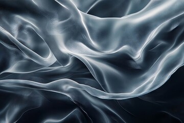 Obraz premium Abstract Drapery of Dark Grey Silk Fabric, Elegant and Smooth Texture, Flowing Waves and Soft Folds