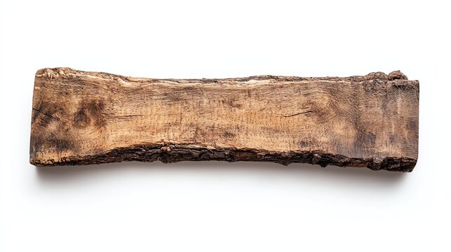 A rectangular piece of weathered wood with a rough, natural texture, showcasing organic patterns and earthy tones.