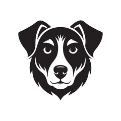 Black dog head silhouette on white background, dog head vector