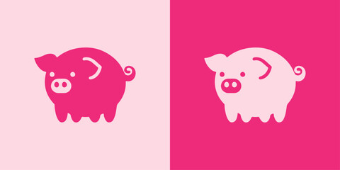 Cute Pig, Vector illustration.