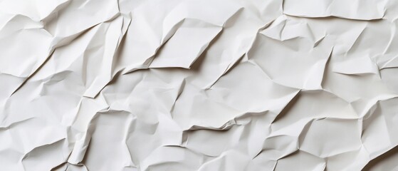 Obraz premium Crumpled white paper texture for design use.