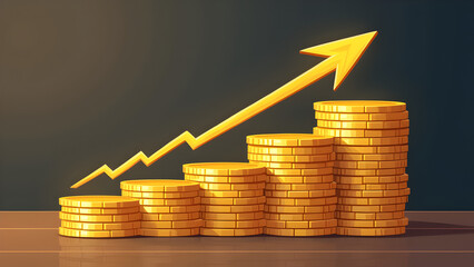 Stack of gold coins, Finance, investment and savings concept.