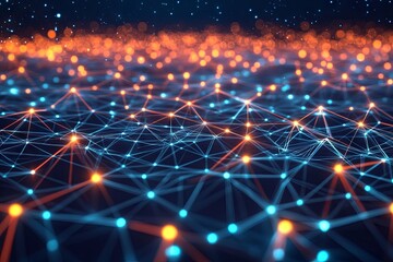 Fototapeta premium Abstract Network Connection: Digital Nodes and Lines