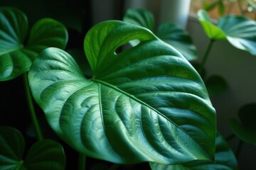 Obraz premium Single large Monstera Philodendron leaf in water, botanical, philodendron, monstera