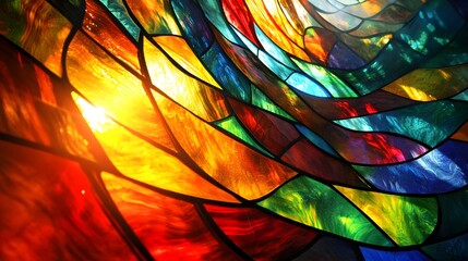 Vibrant Stained Glass Window Abstract Art Design